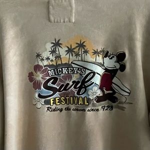 Disney Men’s Mickey’s Surf Festival Khaki Long Sleeve Zip Up Jacket (2XL)